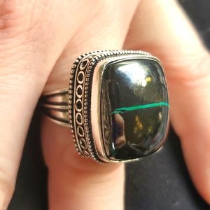 New Unique Chrysocolla 925 Silver Ring.